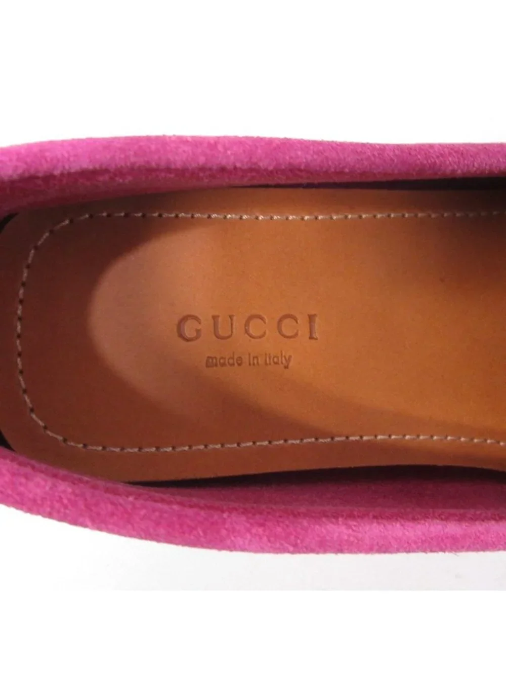 Gucci Horsebit Loafers Driving Shoes Suede Stitch Design Pink